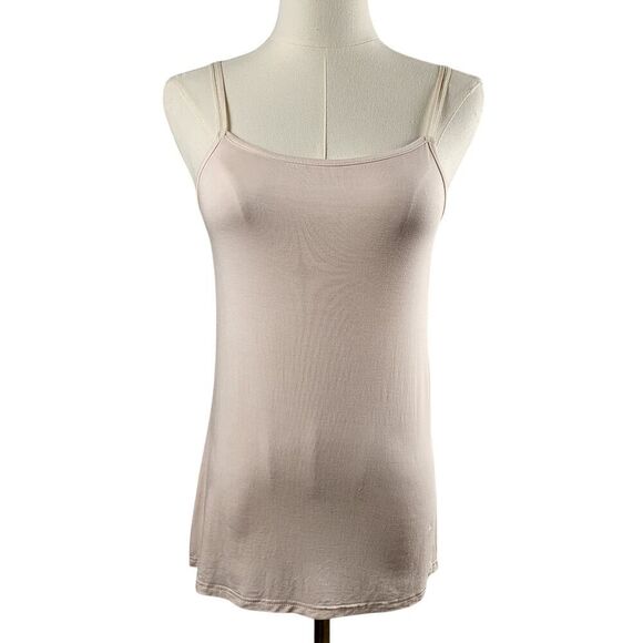 POL Small  Pale Pink or Nude Camisole Top Lacy Spaghetti Straps Stretch - Picture 3 of 14